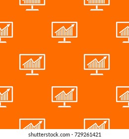 Statistics on monitor pattern repeat seamless in orange color for any design. Vector geometric illustration
