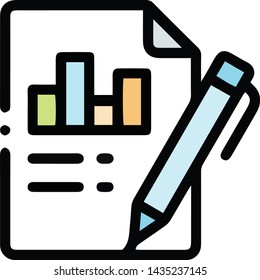 Statistics on the paper icon in trendy flat style isolated on white background. Statistics on the paper symbol. Vector illustration