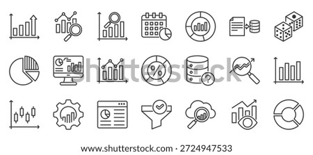 statistics outline icon pack collection of chart, graph, growth, analysis, information, data, technology, statistic, diagram, report icon