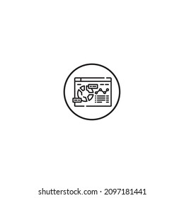 statistics outline style icon in circle