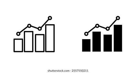 Statistics outlined and solid icon vector collection.
