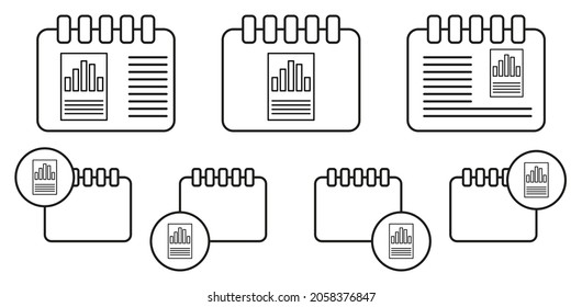 Statistics paper vector icon in calender set illustration for ui and ux, website or mobile application