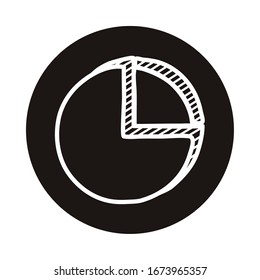 statistics pie doodle block style icon vector illustration design