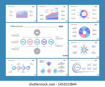 Statistics process, pie, area, flow and percentage charts. Business and management concept. Infographic design set can be used for workflow layout, diagram, annual report, presentation, web design.