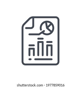 Statistics report document line icon. File with analytics and chart graph vector outline sign.