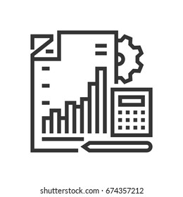Statistics report icon, part of the square icons, car service icon set. The illustration is a vector, editable stroke, thirty-two by thirty-two matrix grid, pixel perfect file.
