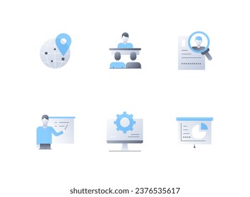 Statistics and reporting - flat design style icons set