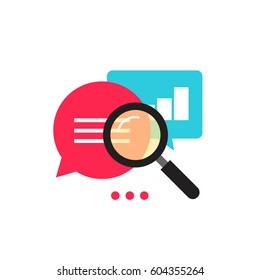 Statistics research icon vector, flat style analysis data with growth graph, magnifier analyzing, analytics icon, information explore, metrics symbol