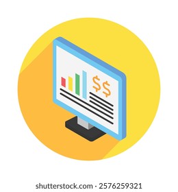 Statistics rounded isometric 3D. use for modern concept, print, UI, UX kit, web and app development. Vector EPS 10, related to education, business, finance, investment.