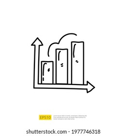 Statistics science technology, digital marketing and machine learning related for business strategy illustration. data report and presentation concept doodle linear icon with graphic chart document