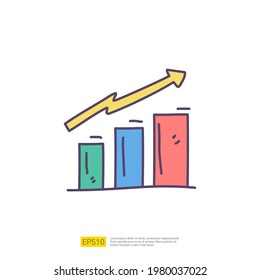 La tecnología de la ciencia estadística, el marketing digital y el aprendizaje automático relacionados con la ilustración de la estrategia empresarial. ícono de doodle de concepto de informe de datos y presentación con documento gráfico