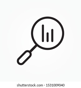 Statistics search glyph color icon. Silhouette symbol. Digital charts. Magnifying glass with growth chart. Negative space. Vector isolated illustration