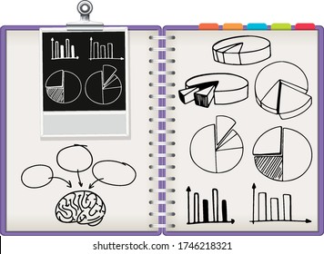 Statistics sign on notebook illustration