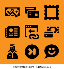 statistics, sign, orientation, guidance, chip and financial icon vector set. Flat vector design with filled icons. Designed for web and software interfaces
