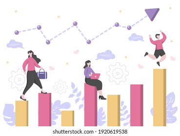 Statistics  Startup Flat Illustration of business Development process, Innovation product, and creative idea.