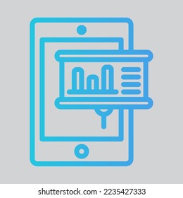Statistics tablet icon in gradient style, use for website mobile app presentation