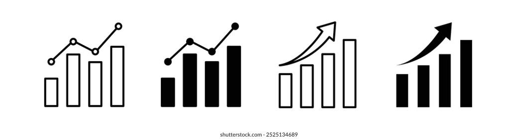 Statistics thin line vector icon collection