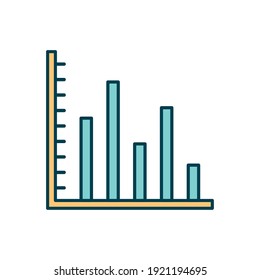 statistics with three blue bars vector illustration design