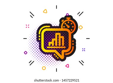 Statistics timer sign. Halftone circles pattern. Diagram chart icon. Market analytics symbol. Classic flat statistics timer icon. Vector