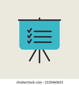 Icono aislado de las estadísticas en el esquema de la junta de entrenamiento. Signo de planeación. Negocios. Símbolo gráfico para el diseño del sitio web, logotipo, aplicación, interfaz de usuario. Ilustración del vector, EPS10.