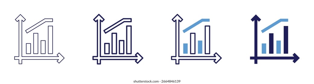 Statistics trends icon in 4 different styles. Thin Line, Line, Bold Line, Duotone. Duotone style. Editable stroke.