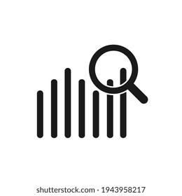 Statistisches Vektorsymbol mit Lupe, Infografik Symbol. Einfache flache Vektorgrafik für Webseiten oder mobile App