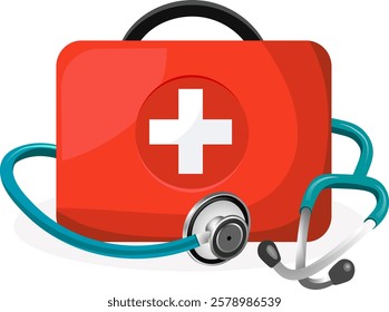 statoscope and medical box without background