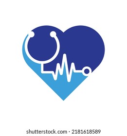 Statoscope Pulse heart shape concept Logo Template Design Vector. Statoscope heart beat logo icon