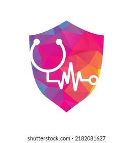 Estoscopio Impulso concepto de forma de corazón Vector de diseño de plantillas de logotipo. Icono del logotipo del latido cardiaco de Statoscope