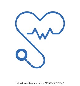 Statoscope Pulse heart shape concept Logo Template Design Vector. Statoscope heart beat logo icon