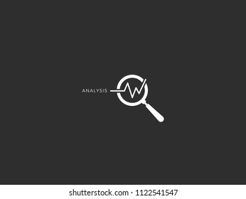 Stats Analysis Magnifying Glass Study Black Background Icon
