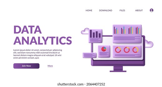 Stats Big Data Analytics Dashboard And Business Finance Report Investment Or Website SEO Concept With 3d Cute Computer Monitor