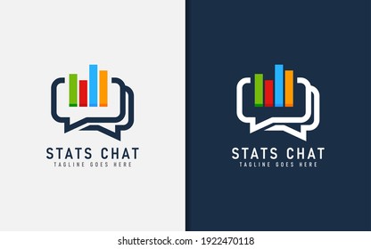 Diseño del logotipo de chat de estadísticas. Diseño de logotipos empresariales con chat sobre burbujas y concepto de gráfico colorido. Ilustración del logotipo del vector.