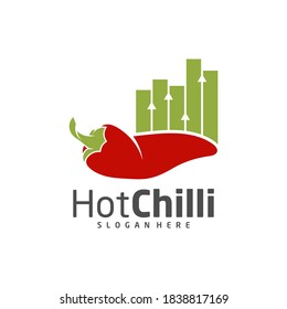 Stats Chili logo design vector template, Red Chili Illustration, Symbol Icon