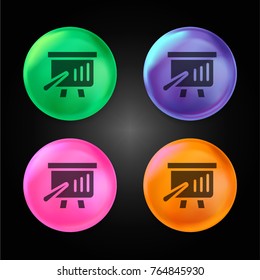 Stats crystal ball design icon in green - blue - pink and orange.