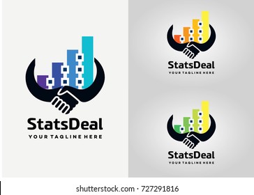 Stats Deal Logo Template Design. Creative Vector Emblem, for Icon or Design Concept.