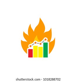 Stats Fire Logo Icon Design
