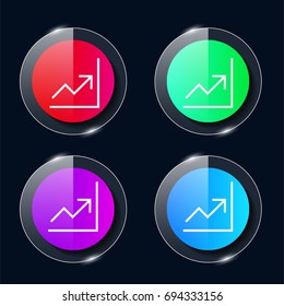 Stats four color glass button ui ux icon. Glossy app icon logo vector