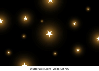 Stats glowing effect design in an isolated background. Star glowing design with a dark background. Shiny. Sky night background design. Realistic Star design template. 