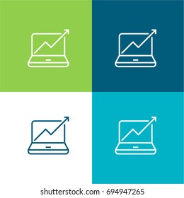 Stats green and blue material color minimal icon or logo design