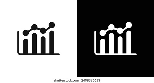 Stats icon flat line symbol set.