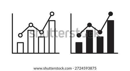 Stats icon with line and silhouette versions.
