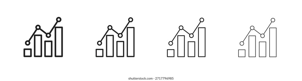 Statistik-Symbolsatz. Eine Sammlung von einfachen schwarzen dünnen Strichen Symbole