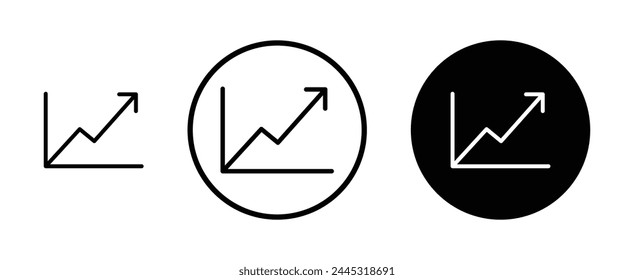 Stats Icon Set. Increasing Statistic Graph Sign. Growing Chart Diagram Vector Icon suitable for apps and websites UI designs.