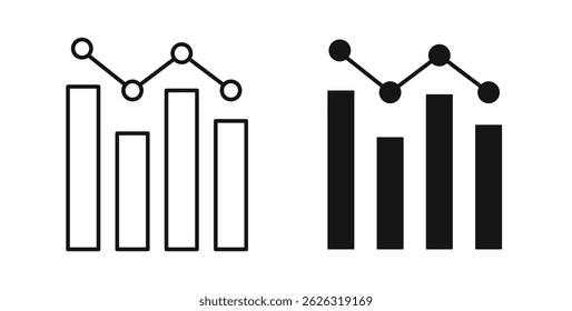 Stats icons in flat solid and thin line style