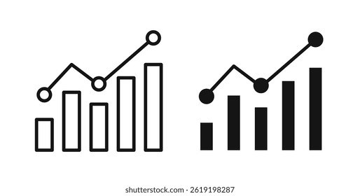 Stats icons set in black colors on white background
