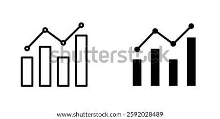 Stats icons. stroke line and black solid icons