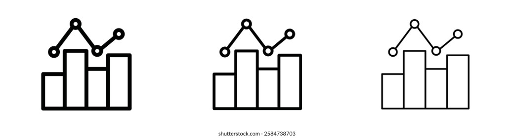 Stats icons in three different stroke lines