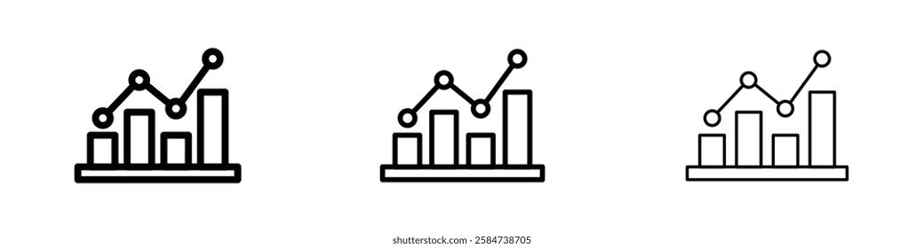 Stats icons in three different stroke lines