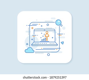 Stats line icon. Abstract vector button. Business management sign. Best employee symbol. Stats line icon. Laptop concept badge. Vector